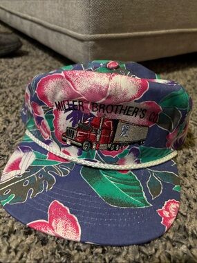Floral Trucker Hat - Navy, Pink & Green